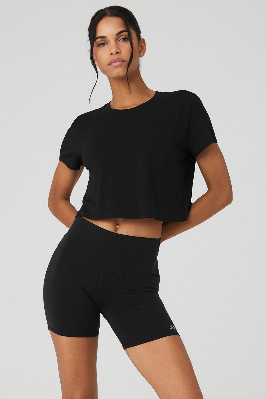 Cropped All Day Short Sleeve - Black - Black / XS