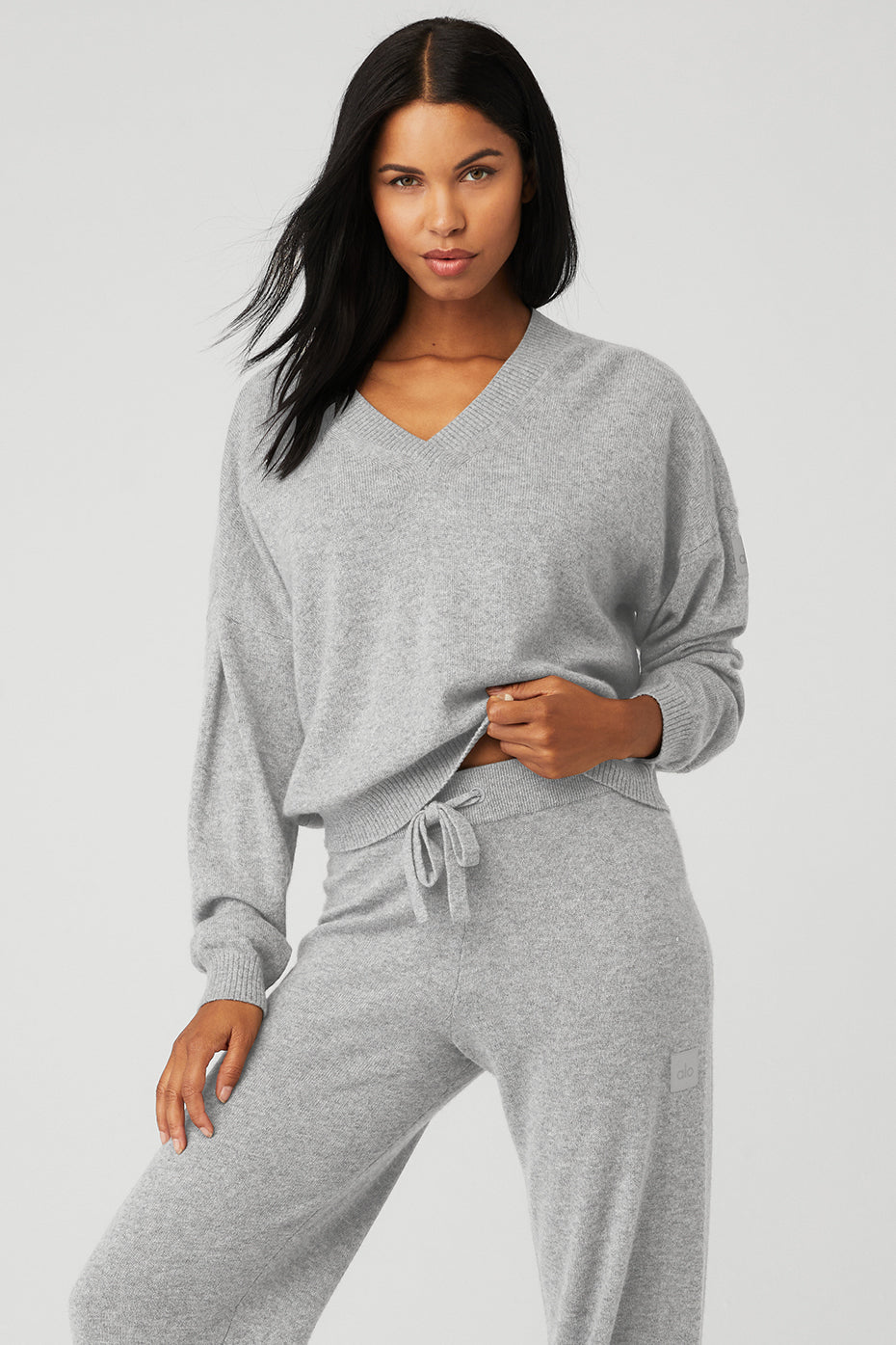 Sweatshirt Cashmere Matching Sets Hoodie And Sweatpants Set: Solid