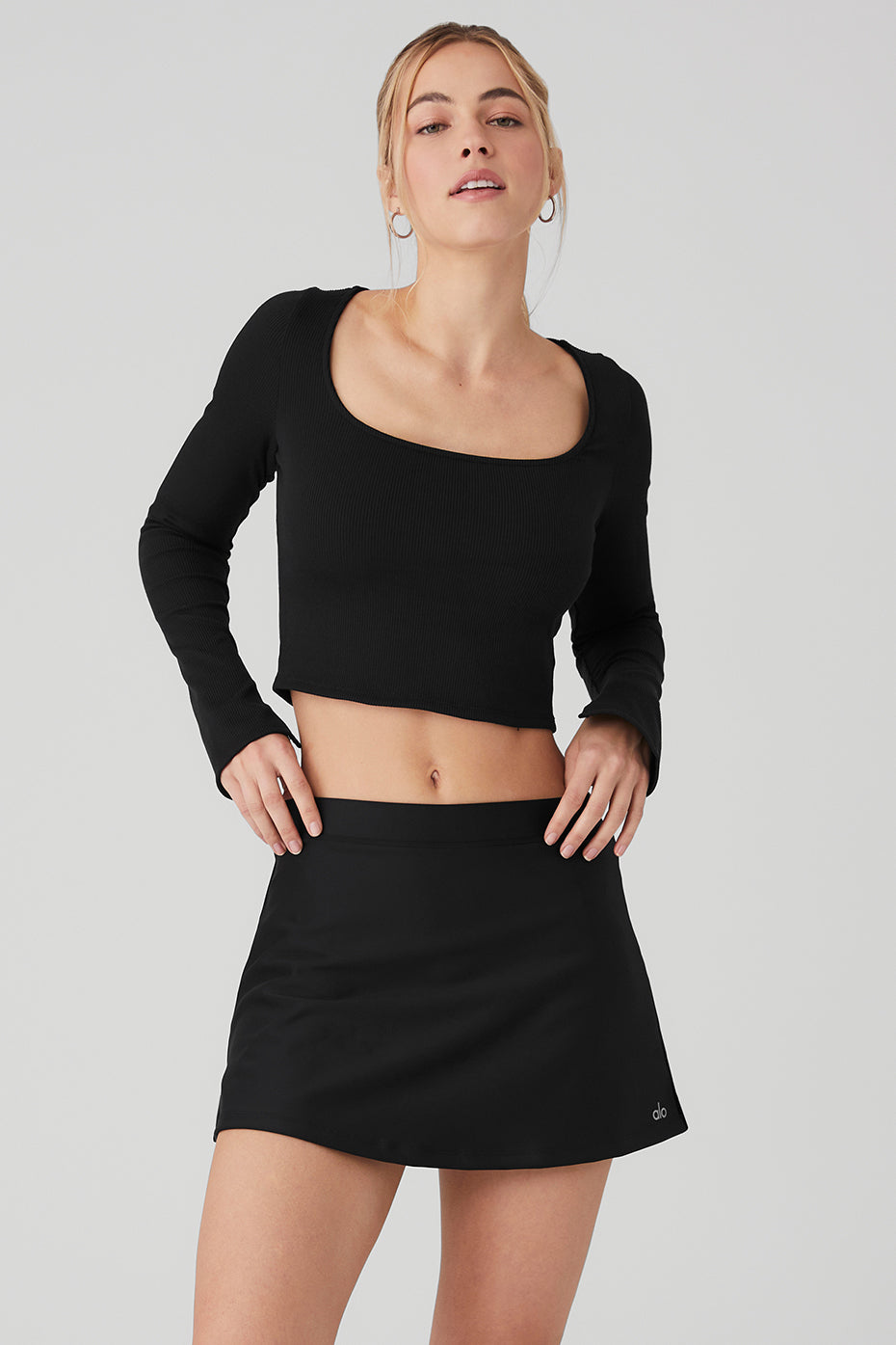 Alosoft Ribbed Show Stopper Long Sleeve Top - Black