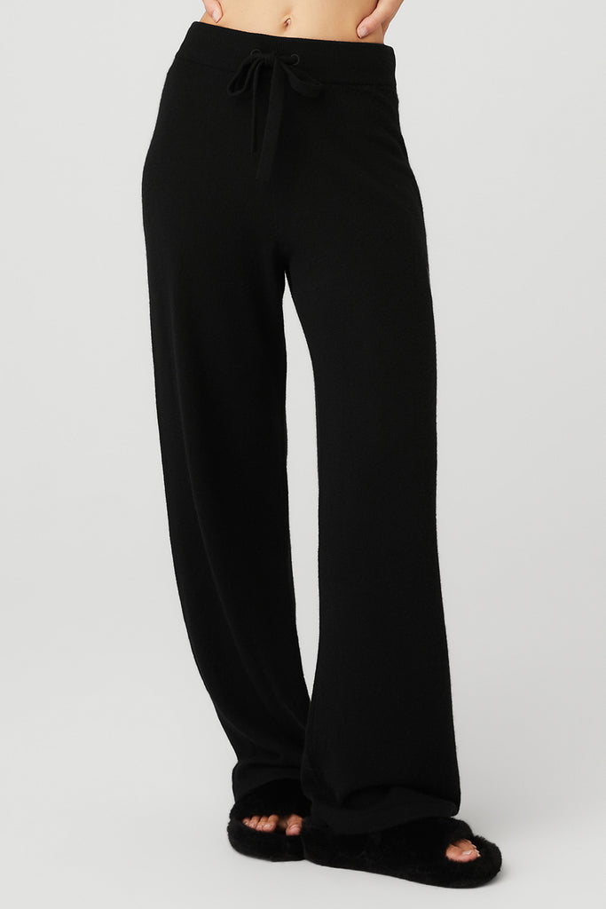 Cashmere HighWaist Jet Set Wide Leg Pant Black Alo Yoga
