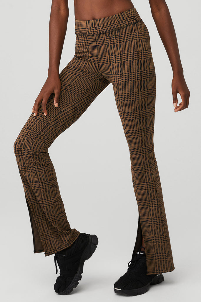 Jacquard HighWaist Glenplaid Flutter Legging Cinnamon Brown/Black