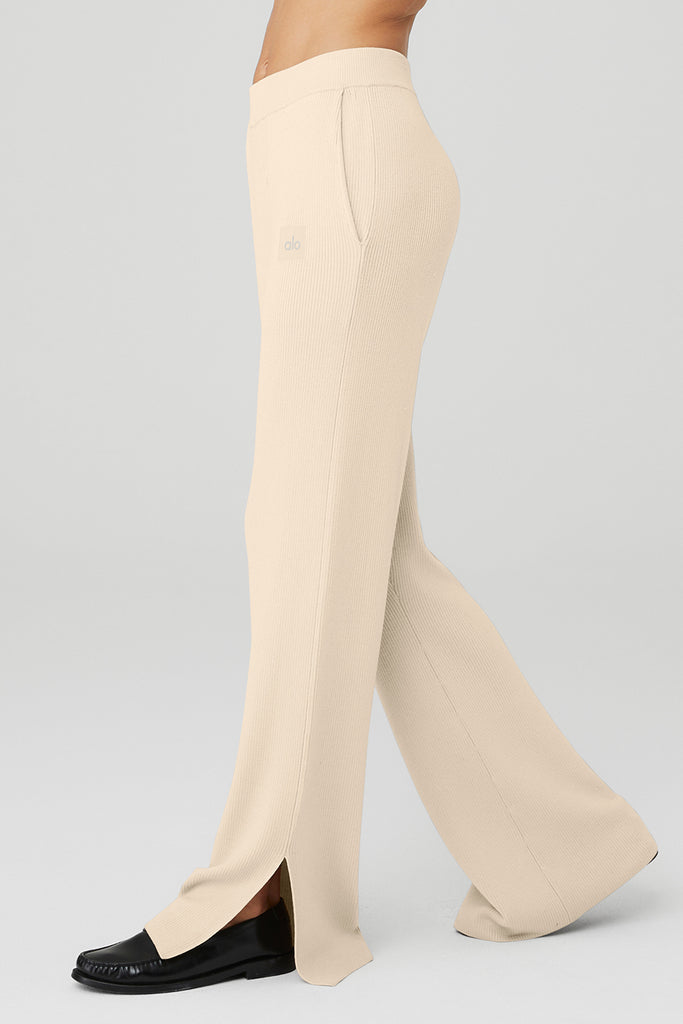 Knit HighWaist Salana Wide Leg Pant Macadamia Alo Yoga