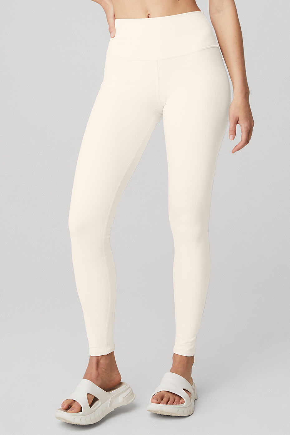 In Control High Waist Ribbed Leggings in Ivory