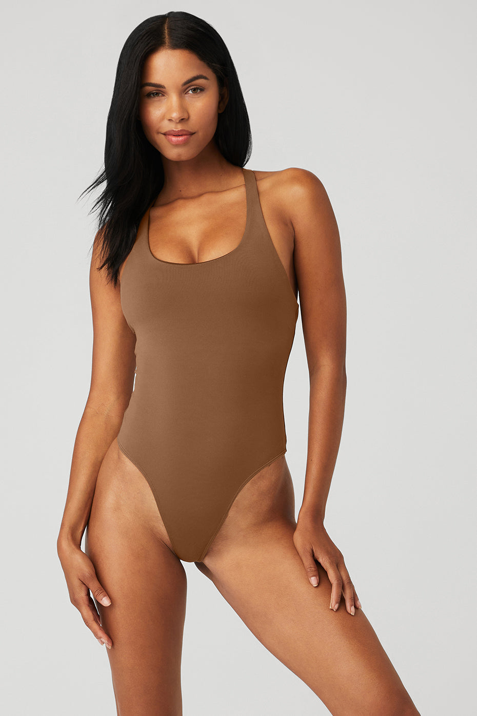 Sleek Back Bodysuit - Cinnamon Brown