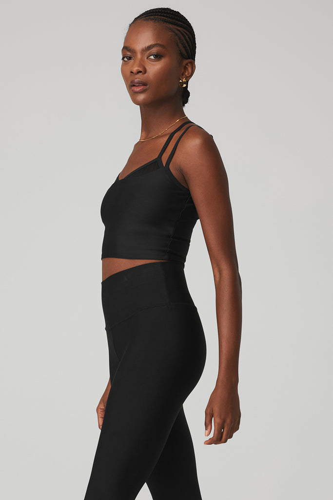 ALO YOGA Airlift Double Check cropped layered stretch and mesh