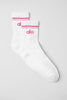 Unisex Half-Crew Throwback Sock - White/Pink Summer Crush