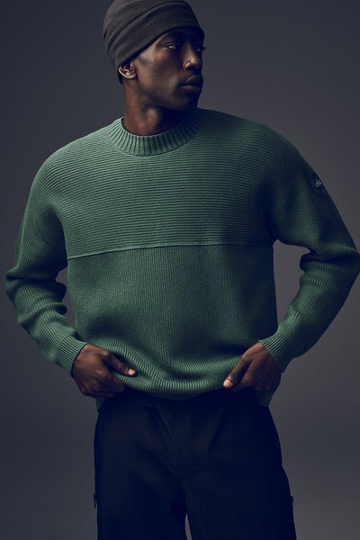 Domain Shift Rib Knit Sweater Crew - Clover Green | ALO