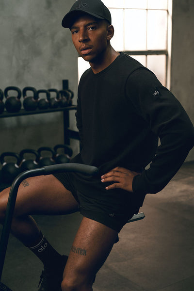 Waffle Lounge Long Sleeve Crew - Black | ALO