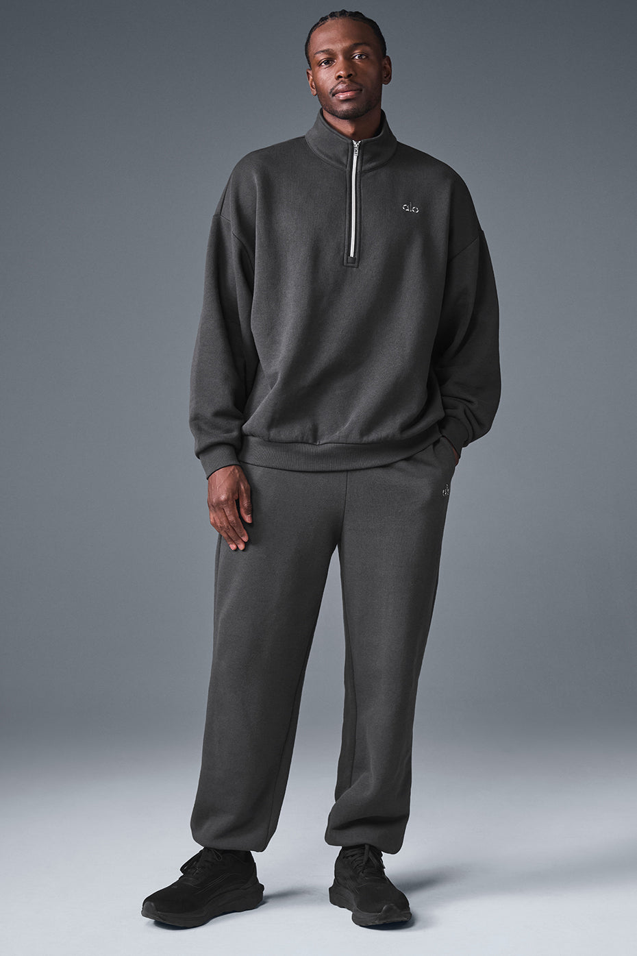 Alo Accolade 1/4 Zip Pullover - Anthracite - Hoodies - Free