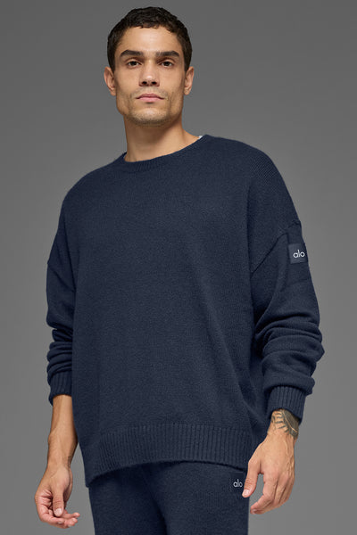 Unisex Wool Cashmere New Class Crewneck Sweater - Navy | ALO