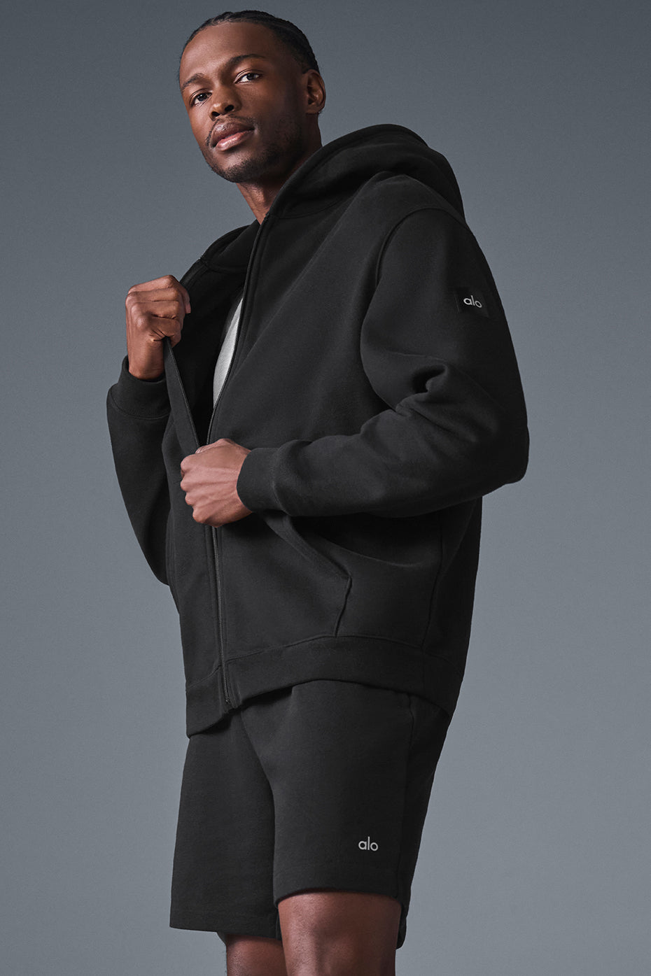 Alo Renown Heavy Weight Full Zip Hoodie - Black - Hoodies - Free