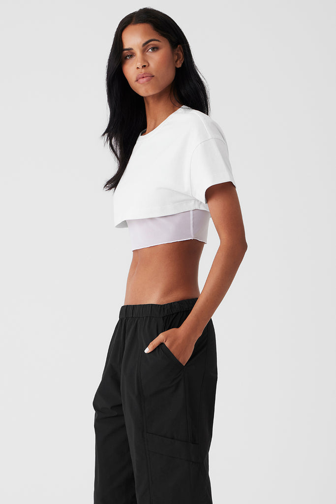 Made You Look Cropped Short Sleeve Tee - White | Alo Yoga