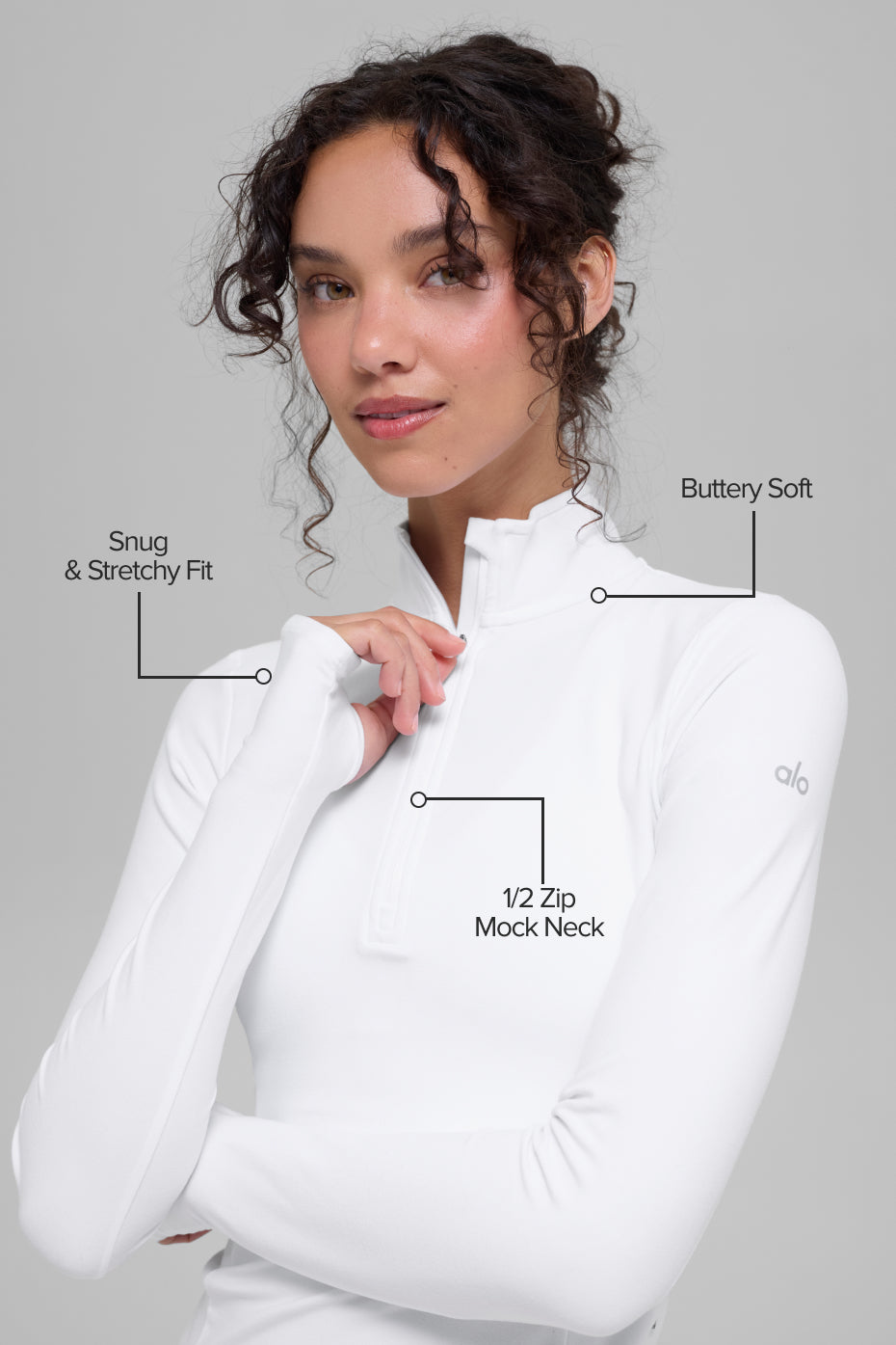 Alosoft 1/2 Zip Rapid Pullover - White | ALO