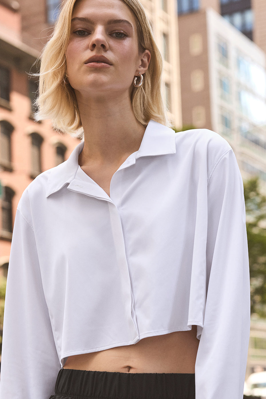 Cropped Take Me Out Button Up - White