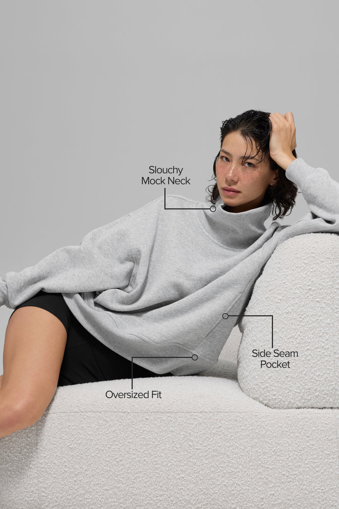 alo YOGA ヘイジーモック・ネック・プルオーバー グレイ Alo Yoga HAZY MOCK NECK PULLOVER