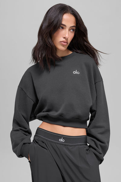 Cropped Accolade Crewneck - Anthracite | ALO