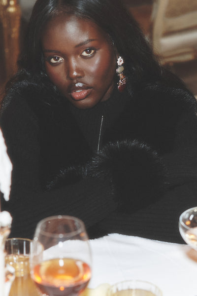 Faux Fur Cashmere Northstar Full Zip - Black | ALO