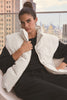 Ribbed Velour Mountain Side Puffer Vest - Ivory