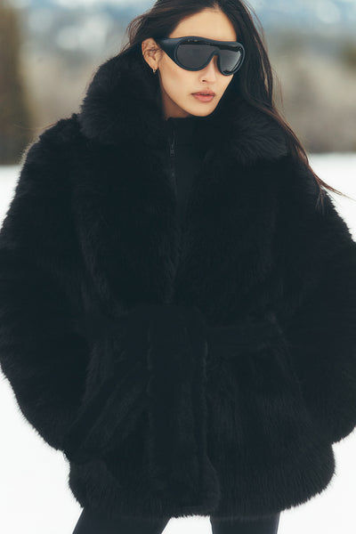 Faux Fur Starstruck Coat - Black | ALO