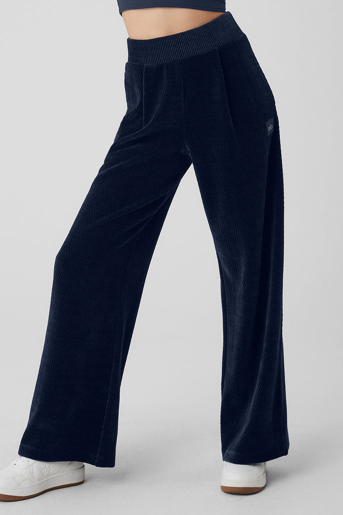 HighWaist Cozy Day Wide Leg Pant Navy Alo Yoga