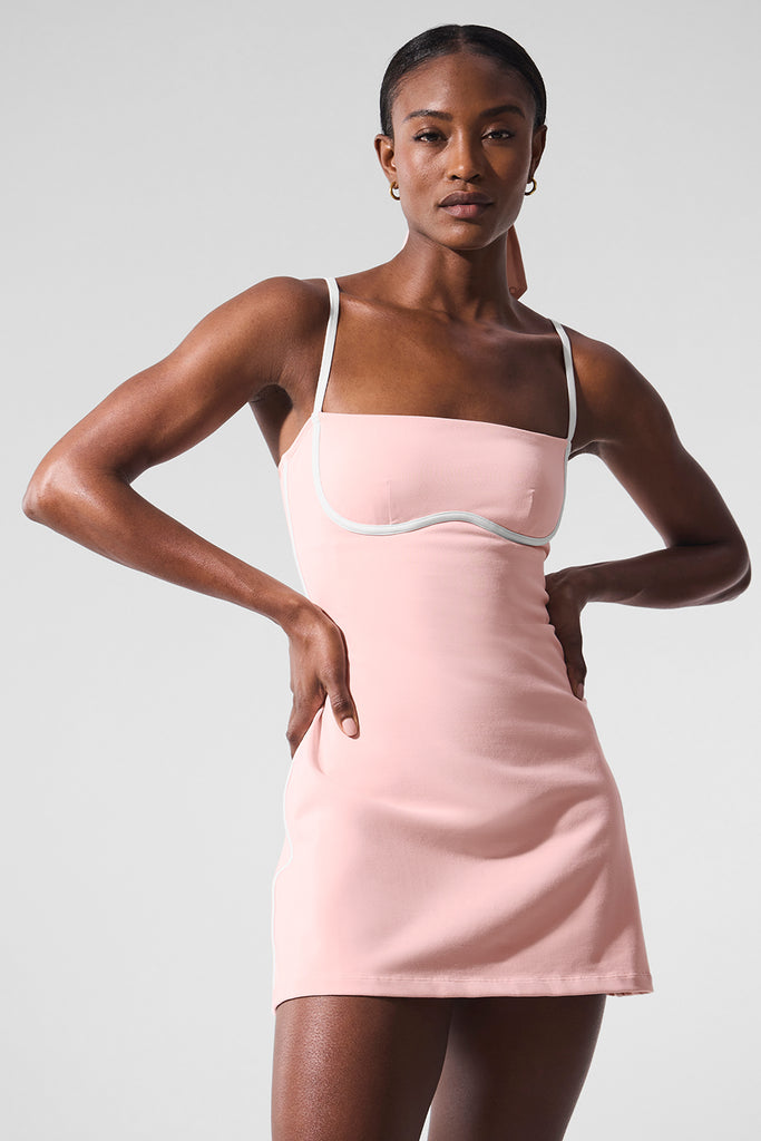 Airbrush Streamlined Dress - Pink Quartz/White