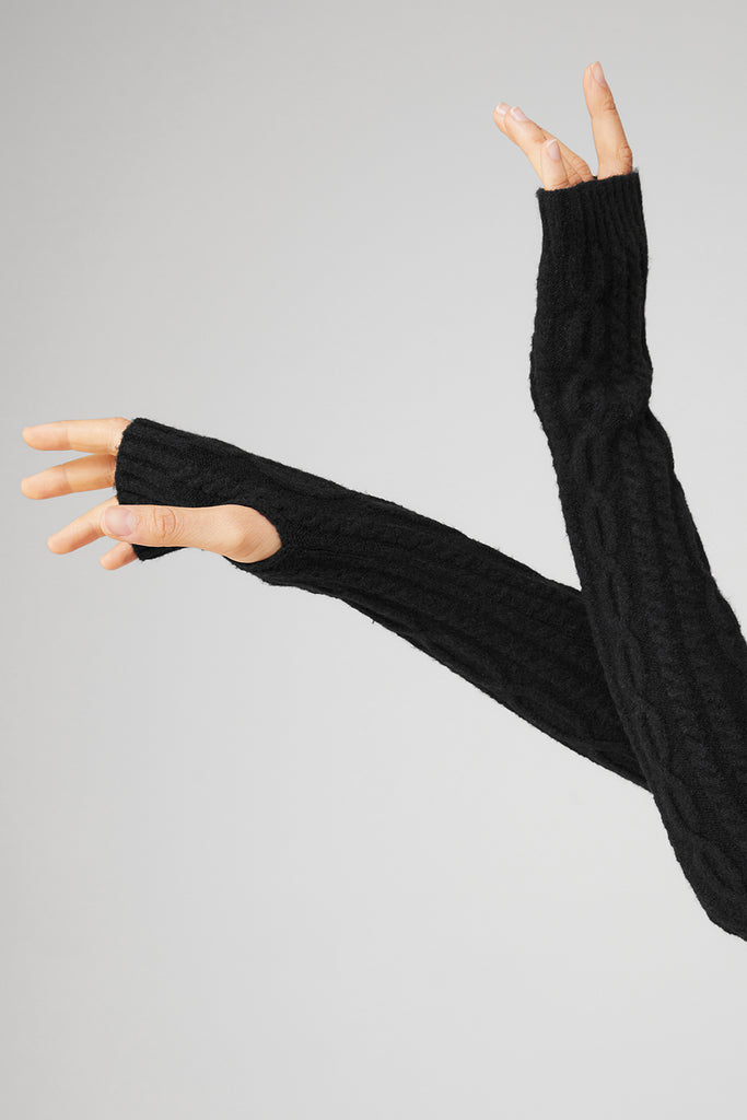 Cable Knit Arm Warmers Black Alo Yoga