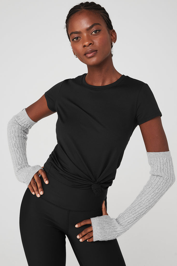 Cable Knit Arm Warmers Athletic Heather Grey Alo Yoga