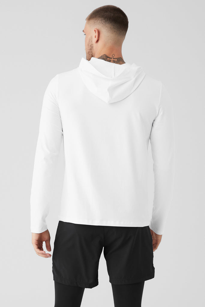 Conquer Reform Long Sleeve With Hood - White | Alo Yoga