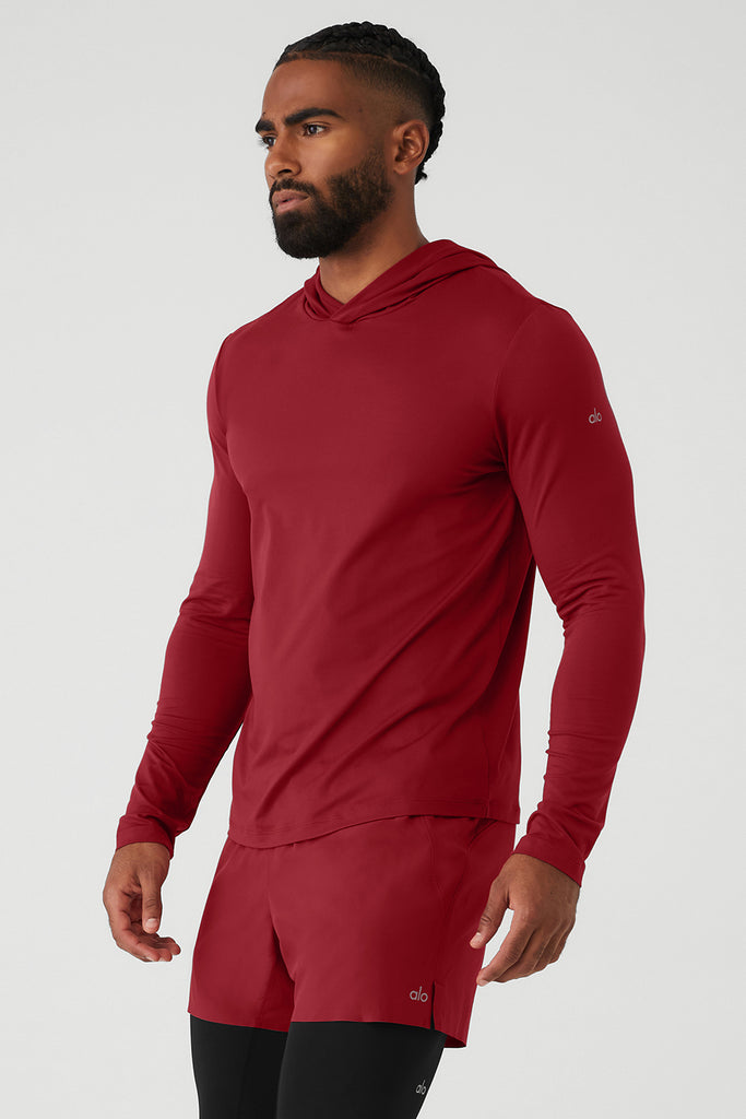 Conquer Reform Long Sleeve With Hood - Victory Red | Alo Yoga