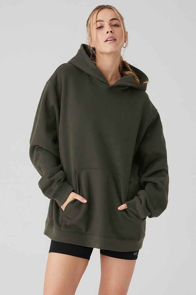 Renown Heavy Weight Hoodie - Stealth Green | Alo Yoga