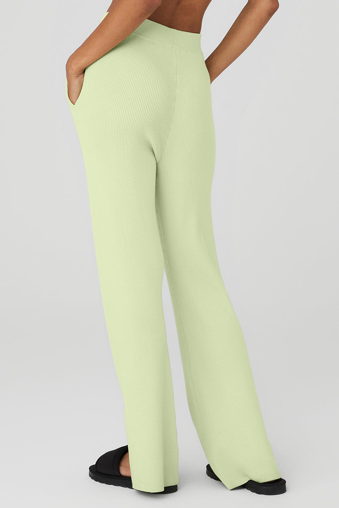 Knit High-Waist Salana Wide Leg Pant - Iced Green Tea | Alo Yoga
